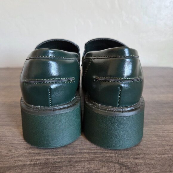 Zara Chunky Platform Loafer Shoes Dark Green Women's 6.5 EU 37 Academia Preppy - Picture 4 of 11